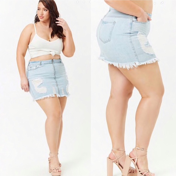 distressed denim skirt plus size